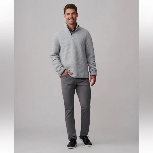 RHONE Gramercy Gray 1/4 Placket Pullover Sz 2XL Sweater Quilted Preppy Classic - Picture 10 of 16